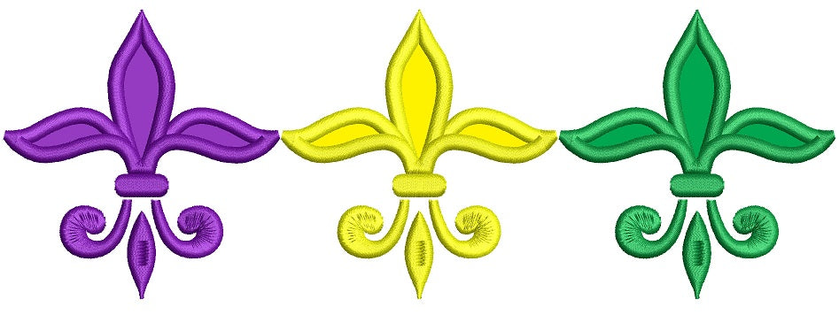 Mardi Gras Fleur de lis Applique Machine Embroidery Design Digitized Pattern