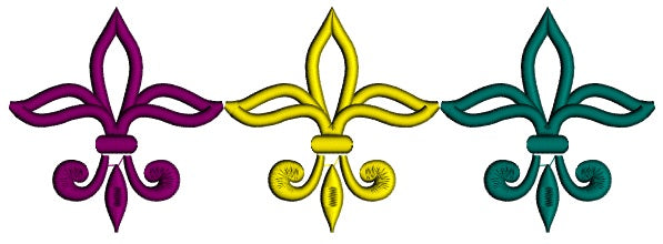 Mardi Gras Fleur de lis Applique Machine Embroidery Design Digitized Pattern