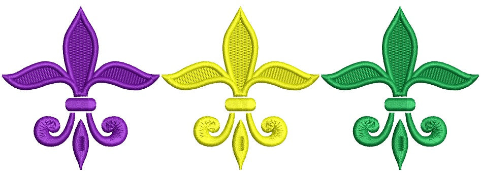 Mardi Gras Fleur de lis Filled Machine Embroidery Design Digitized Pattern
