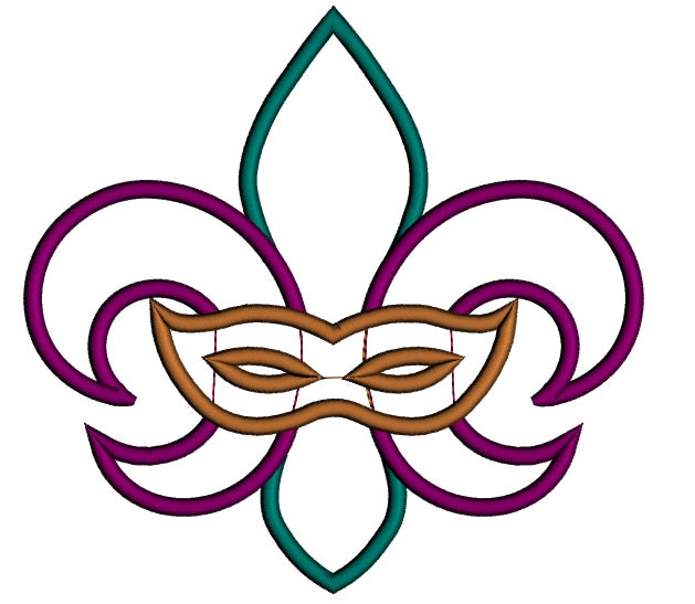 Mardi Gras Fleur de lis Mask Applique Machine Embroidery Design Digitized Pattern