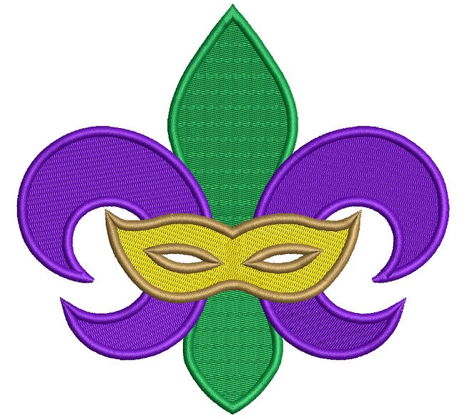 Mardi Gras Fleur de lis Mask Filled Machine Embroidery Design Digitized Pattern