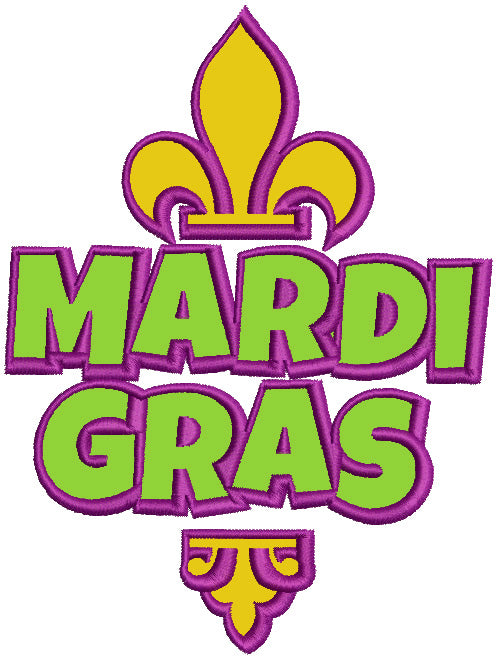 Mardi Gras Fleur-de-lis Sign Applique Machine Embroidery Design Digitized Pattern