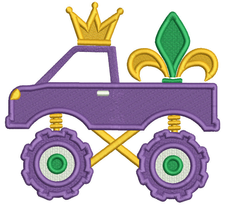 Mardi Gras King Truck Filled Machine Embroidery Design Digitized Pattern
