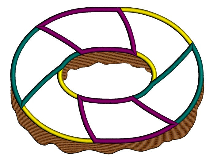 Mardi Gras King's Cake Applique Machine Embroidery Design Digitized Pattern