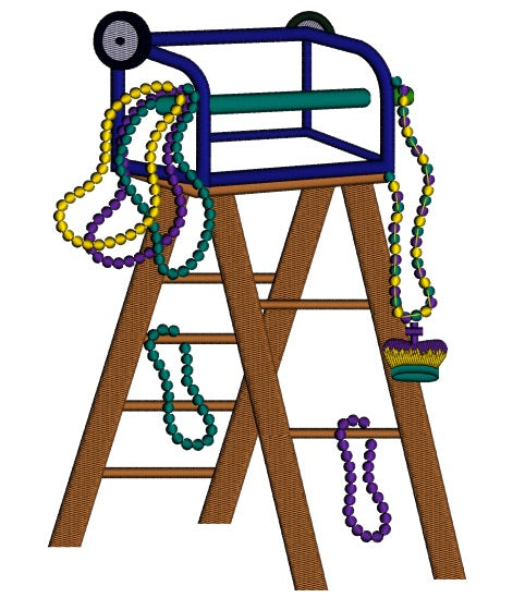 Mardi Gras Ladder Applique Machine Embroidery Design Digitized Pattern