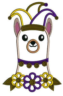 Mardi Gras Lama With Flowers Applique Machine Embroidery Design Digitized Pattern