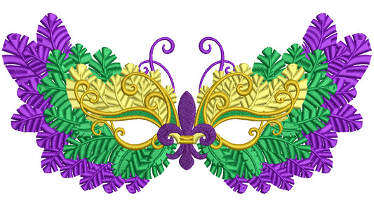 Mardi Gras Mask With Fleur-de-lis Filled Machine Embroidery Design Digitized Pattern