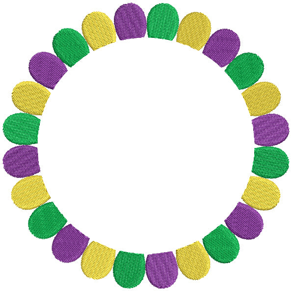 Mardi Gras Semicircle Frame Filled Machine Embroidery Design Digitized Pattern