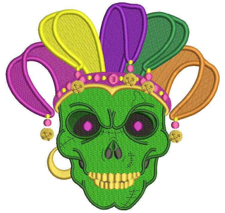 Mardi Gras Skull Filled Machine Embroidery Design Digitized Pattern
