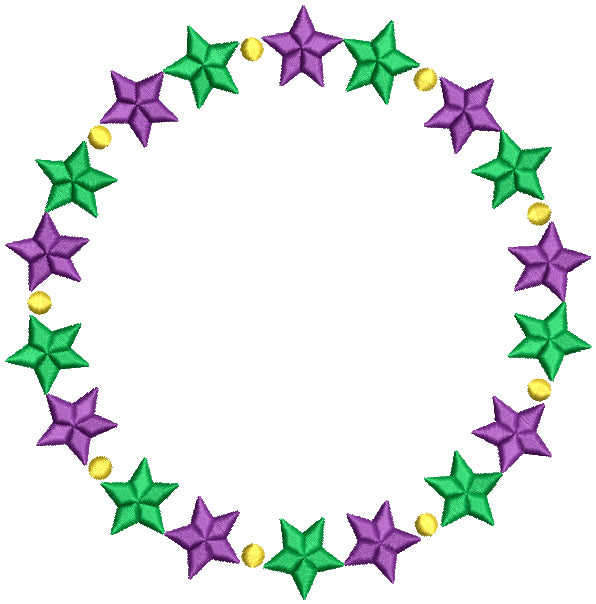 Mardi Gras Stars Frame Filled Machine Embroidery Design Digitized Pattern