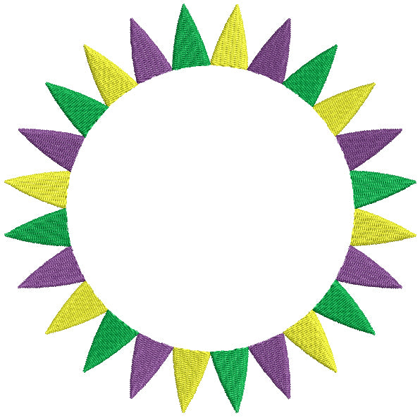 Mardi Gras Sun Frame Filled Machine Embroidery Design Digitized Pattern