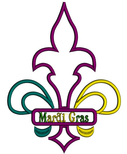 Mardi Gras Sign Fleur de lis Applique Machine Embroidery Design Digitized Pattern