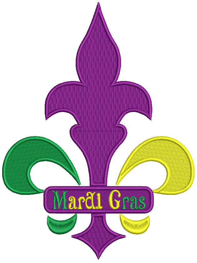Mardi Gras Sign Fleur de lis Filled Machine Embroidery Design Digitized Pattern