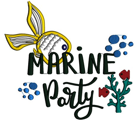 Marine Party Fish Applique Machine Embroidery Design Digitized Pattern