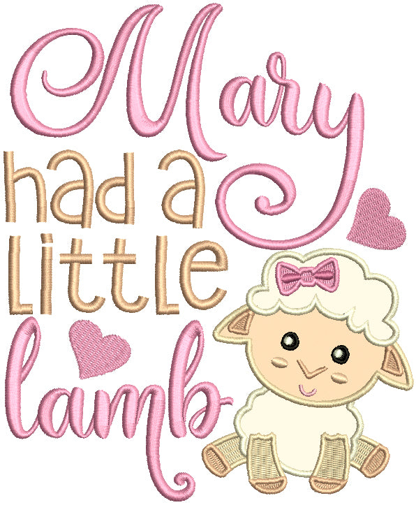 Marry Had a Little Lamb Applique Machine Embroidery Design Digitized Pattern