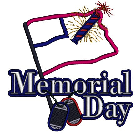 Memorial Day American Flag Patriotic Applique Machine Embroidery Design Digitized Pattern