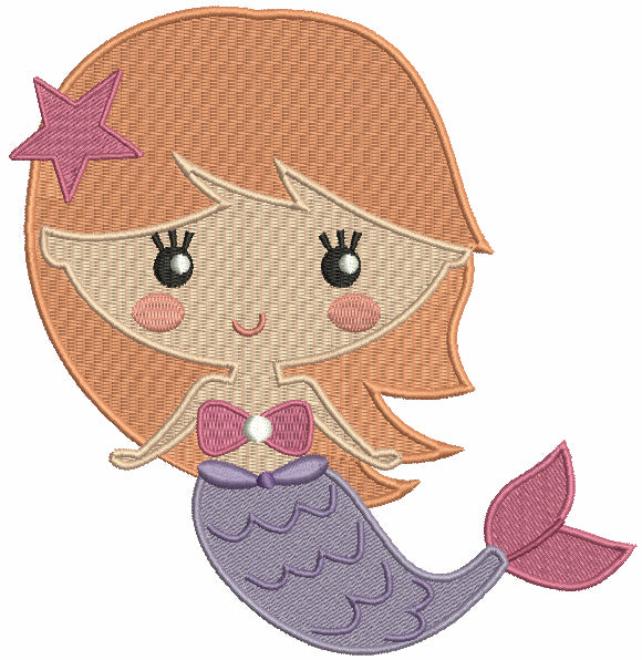 Meramid With a Star Filled Machine Embroidery Design Digitized Pattern