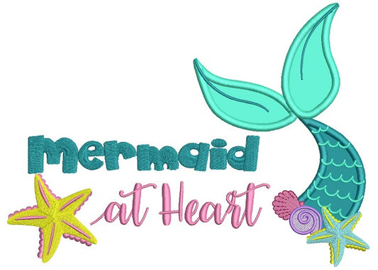 Mermaid At Heart Applique Machine Embroidery Design Digitized Pattern