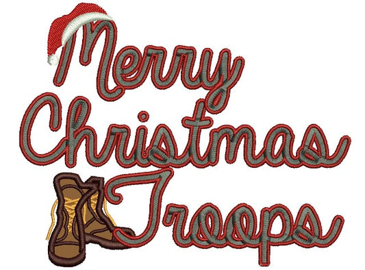 Merry Christmas Troops Applique Machine Embroidery Digitized Design Pattern