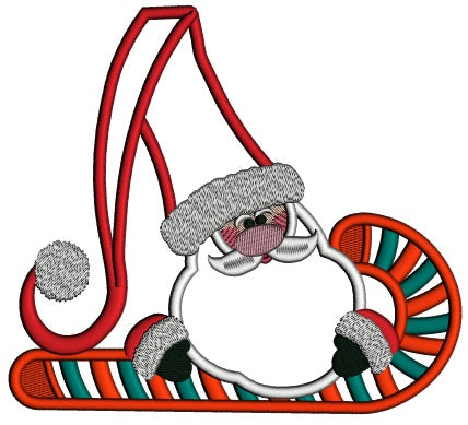Merry Christmas Santa Wearing Tall Hat Applique Machine Embroidery Digitized Design Pattern