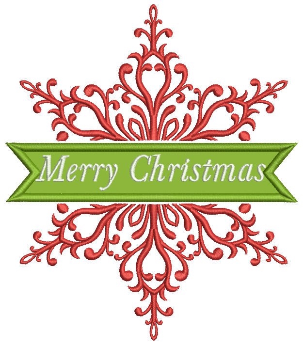 Merry Christmas Snowflake Ornament Applique Machine Embroidery Digitized Design Pattern