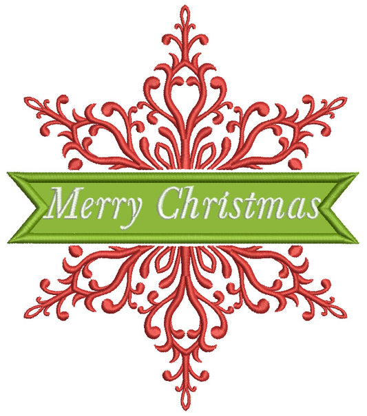 Merry Christmas Snowflake Ornament Applique Machine Embroidery Digitized Design Pattern