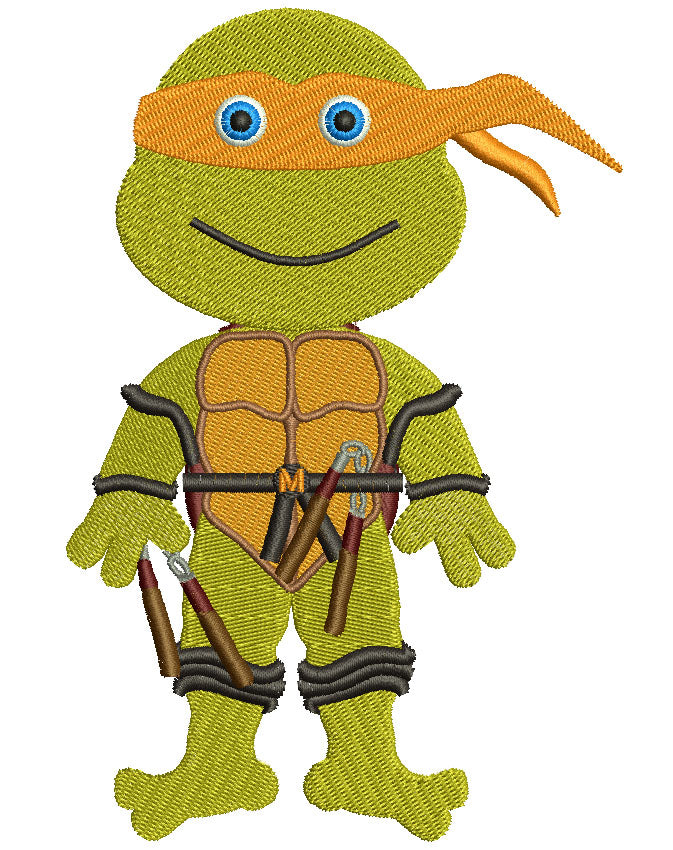 Michaelangelo Teenage Ninja Turtle Filled Machine Embroidery Design Digitized Pattern