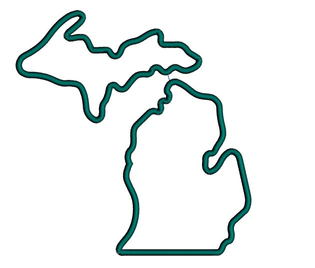 Michigan Applique Machine Embroidery Digitized State Design Pattern