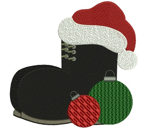 Military Boot Christmas Filled Machine Embroidery Design Digitized Pattern