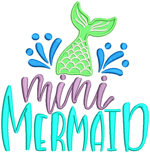 Mini Mermaid Applique Machine Embroidery Design Digitized Pattern