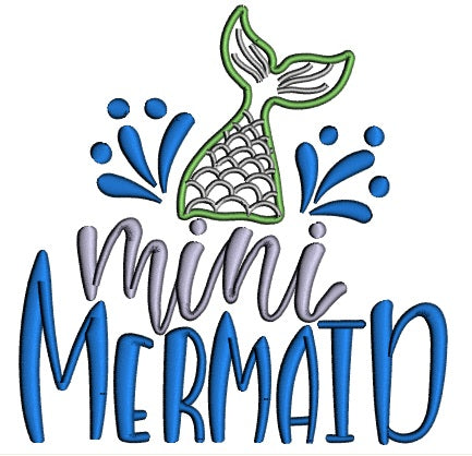 Mini Mermaid Applique Machine Embroidery Design Digitized Pattern