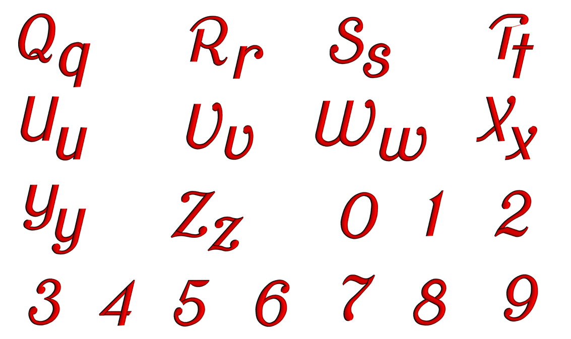 Moley Font Machine Embroidery Script Upper and Lower Case 1 2 3 inches