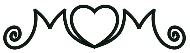 Mom Heart Applique Machine Embroidery Digitized Design Pattern