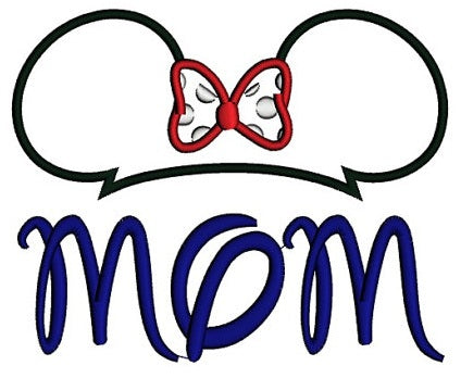Mom Mouse Ears Applique looks like Minnie Mouse Machine Embroidery Digitized Pattern- Instant Download - 4x4 ,5x7,6x10 -hoops