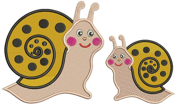 Mommy And Baby Snail Filled Machine Embroidery Design Digitized Pattern