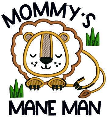 Mommy's Mane Man Elephant Applique Machine Embroidery Design Digitized Pattern