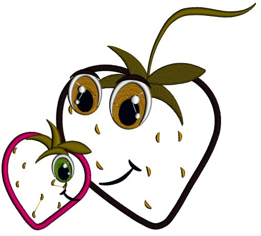 Mommy and Me Cute Strawberry Applique Machine Embroidery Digitized Design Pattern