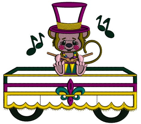 Monkey Playing Drums Mardi Gras Applique Machine Embroidery Design Digitized Pattern