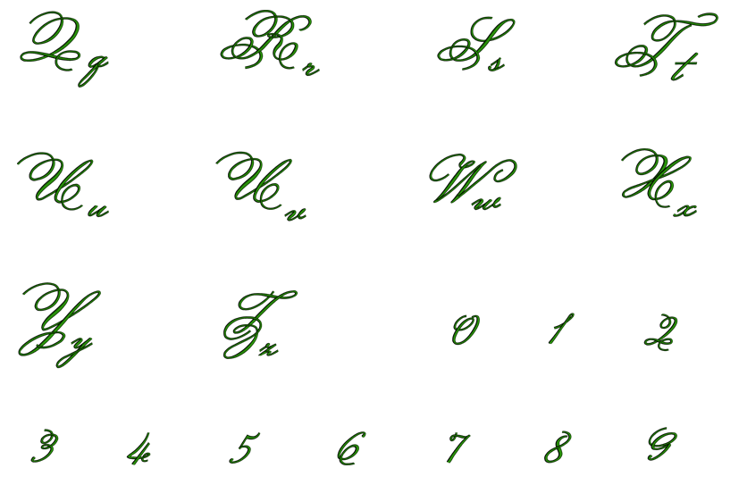 Monsieur Font Machine Embroidery Script Upper and Lower Case 1 2 3 inches