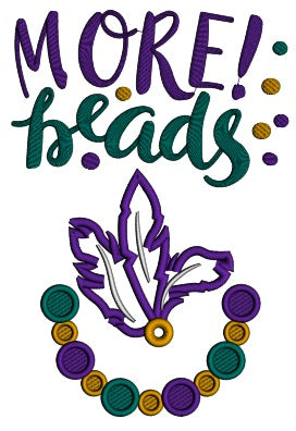 More Beads Mardi Gras Mask Applique Machine Embroidery Design Digitized Pattern