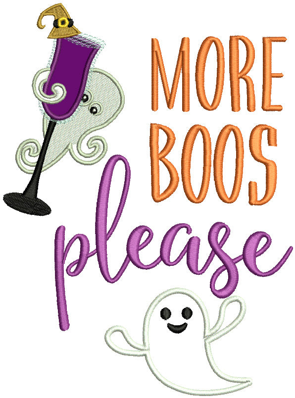 More Boos Please Halloween Applique Machine Embroidery Design Digitized Pattern