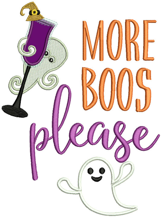 More Boos Please Halloween Applique Machine Embroidery Design Digitized Pattern