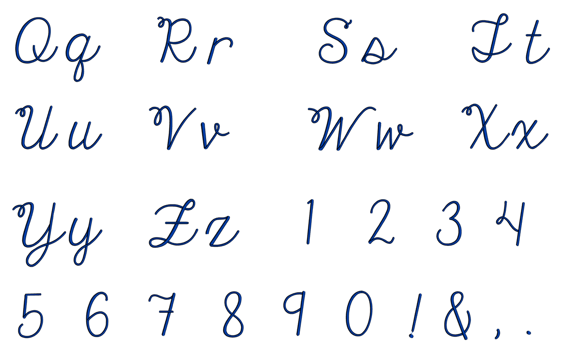 Morice Script Machine Embroidery Font Upper and Lower Case 1 2 3 inches