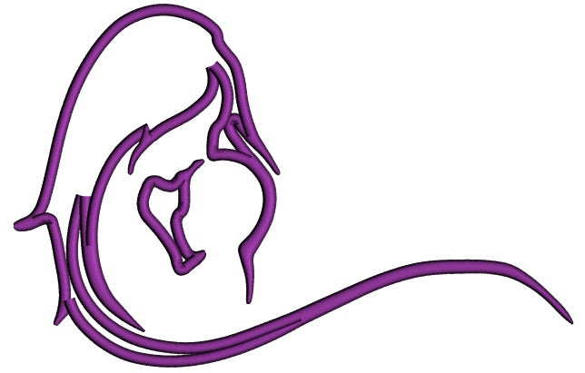 Mother and a Baby Applique Machine Embroidery Design Digitized Pattern