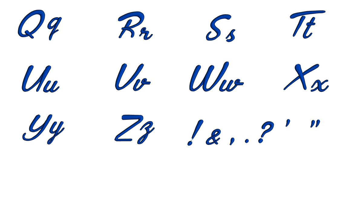 Motif Font Machine Embroidery Script Upper and Lower Case 1 2 3 inches