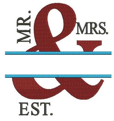 Mr & Mrs Filled Embroidery Digitized Design Design Pattern - Instant Download - 4x4 , 5x7, and 6x10 -hoops