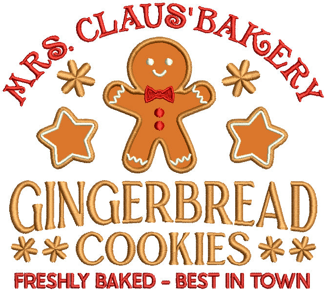 Mrs. Clause's Bakery Gingerbread Cookies Christmas Applique Machine Embroidery Design Digitized Pattern