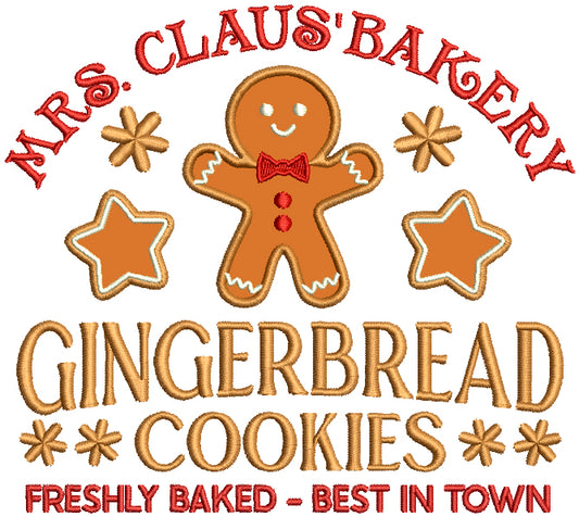 Mrs. Clause's Bakery Gingerbread Cookies Christmas Applique Machine Embroidery Design Digitized Pattern