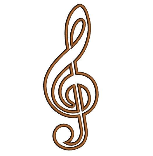 Music Clef Applique Machine Embroidery Digitized Design Pattern