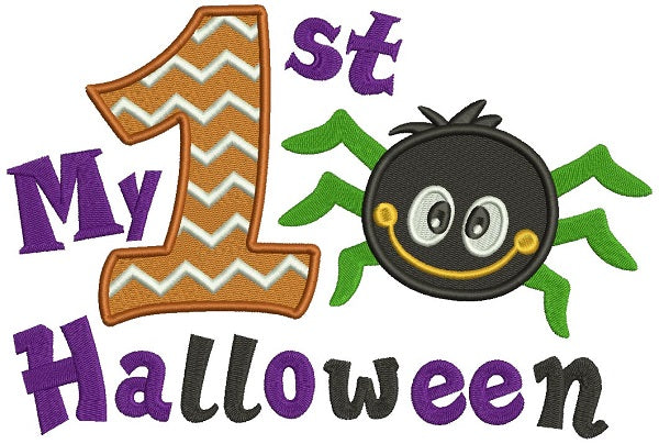 My First Halloween Little Spider Filled Machine Embroidery Design Digitized Pattern